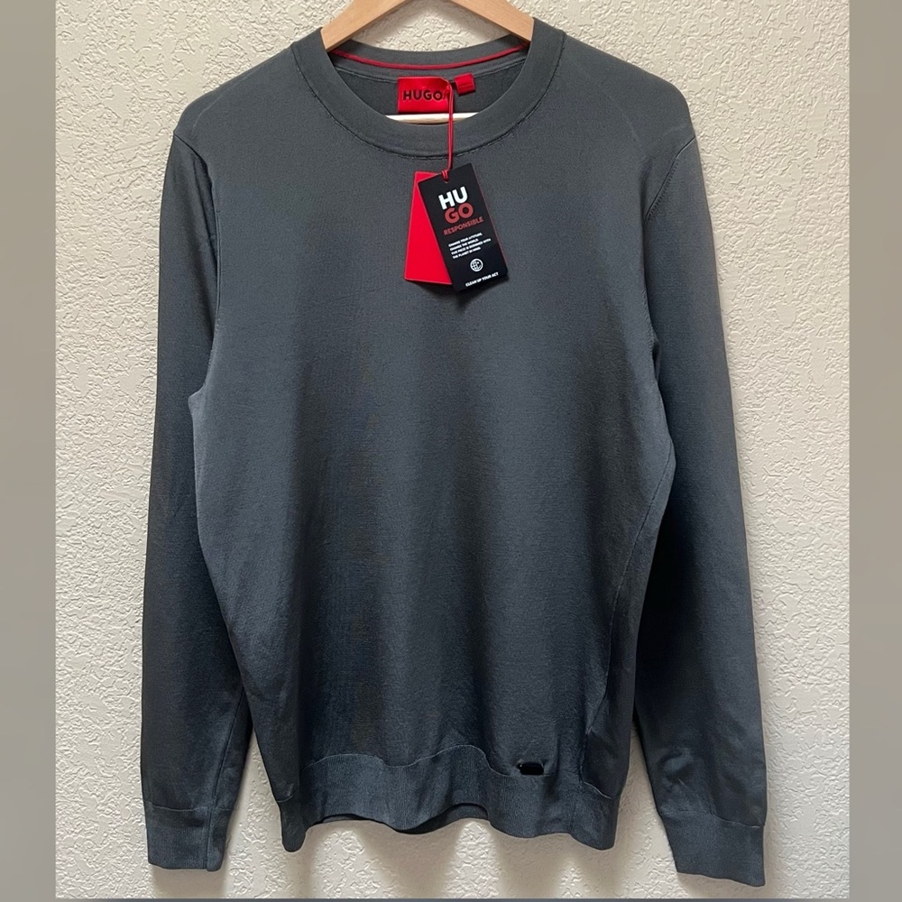 Hugo Boss Men's 'San Cesar' Crewneck Sweater Dark Gray Color Size-Large